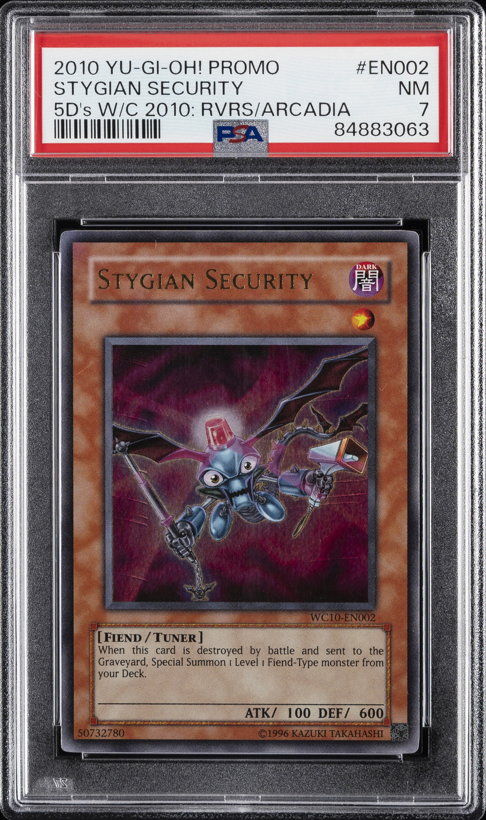 2010 Yu-Gi-Oh EN002 Stygian Security PSA 7 Graded Trading Card