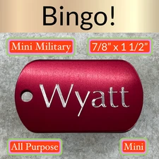 Custom Engraved Tags Personalized Luggage Tag MINI MILITARY Dog Tag MINI RED