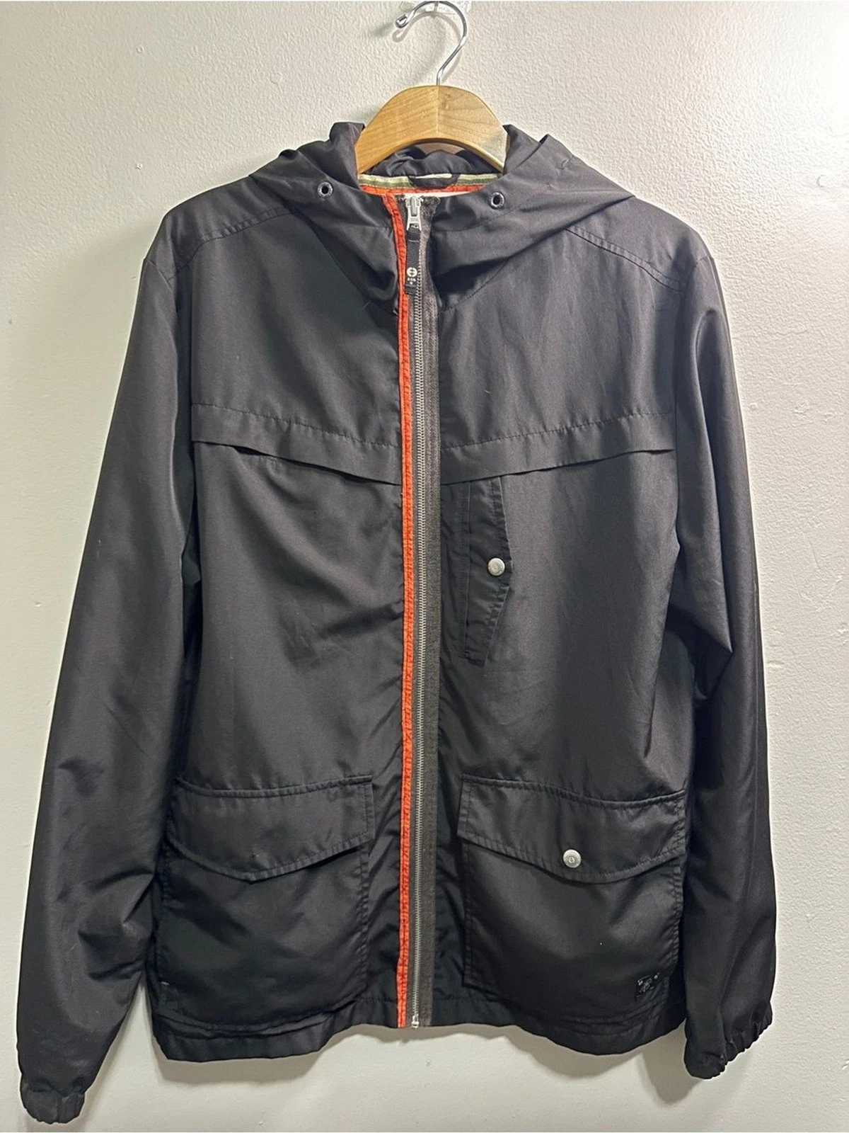 Planet Earth Clothing Co Men’s L Hooded Ski Jacket Charcoal Orange Utility Coat image 2