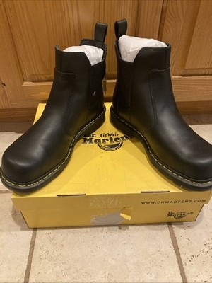 Dr. Martens MENS 12 Industrial Black Fusion Steel Toe Safety Work Boots Slip-On