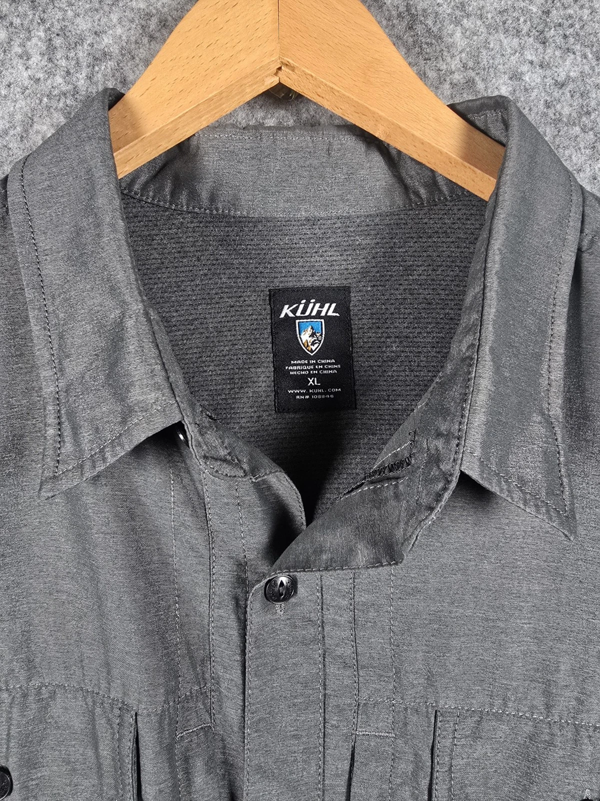 Kuhl Airspeed Button Down Shirt Mens Size XL Gray L/S Hiking Breathable Outdoor