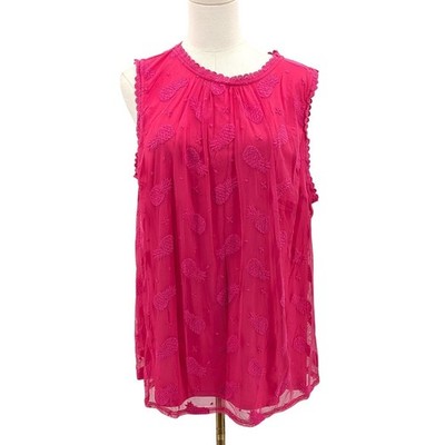 Torrid Pineapple Embroidered Gauze Tank Top Pink Boho Tropical Size 1