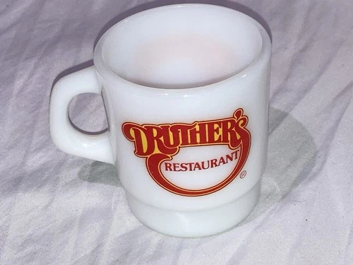 Vintage Termocrisa Druther's Restaurant D Handle Milk Glass Mug Stackable