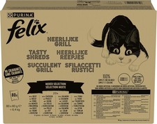 Felix Tasty Shreds Katzenfutter nass in Sauce Gemischte Vielfalt 4x20x80g