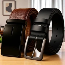 Men’s belts Branded Leather Casual Dress Jeans Belts for Men 2 count