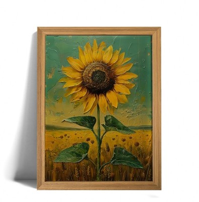 AZPRXN Sunflower Wall Art – Rustic Floral Canvas Print, Bright