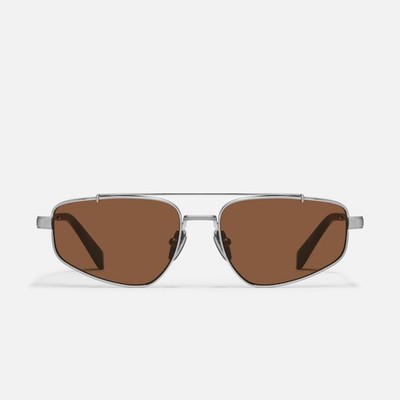 Quay Pit Stop Sunglasses Brushed Silver Brown Unisex