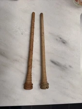 Vintage Wood Bobbins Spools Wooden Industrial Style Spindles 10” Lot Of 2