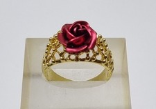Vintage Gold Tone openwork Adjustable 🌹 Rose Costume Ring.