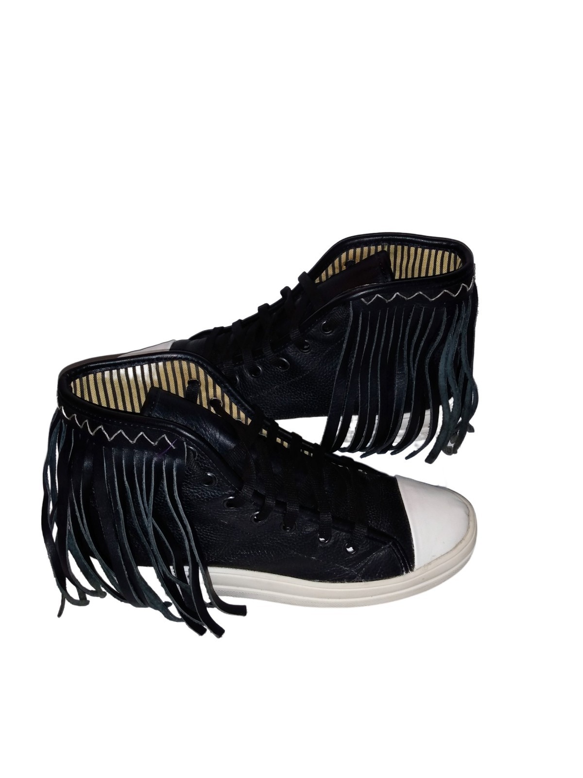 SAOLA Sneakers suola bambino pelle frange YSABEL nere taglia 9 donna pulitissime!