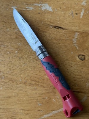Opinel No 7 Outdoor Junior Pocketknife Red Polymer Handle Whistle Stainless Used
