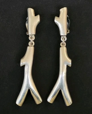 Magnifiques GRANDES BOUCLES D'OREILLES PENDANTES VINTAGE signées LA TRIBU RIGAUX - Photo 1/4