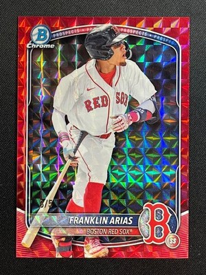 FRANKLIN ARIAS /5 RED GEOMETRIC REFRACTOR 2025 BOWMAN DRAFT CHROME BOSTON SOX 1