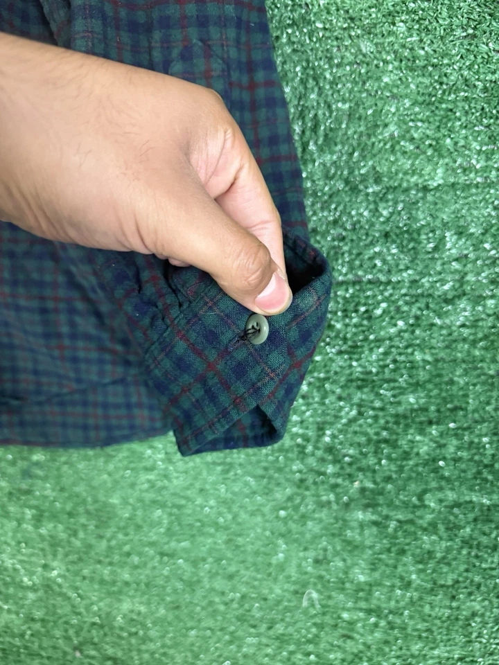 Camisa de Franela Pendleton De Colección 100% Lana Virgen Cuello Lazo a Cuadros Hecha en EE. UU. Juvenil L Foto 4 de 4