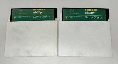 Ability Demo Disk 1&2 IBM PC 5.25in Floppy  Xanaro Technologies 1984 Vintage