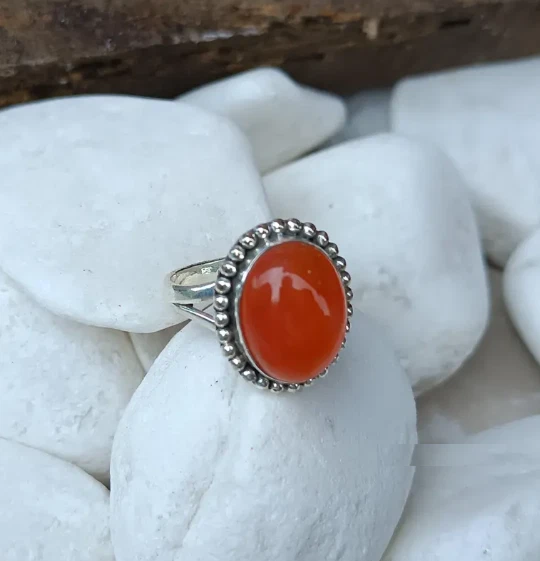 Anillo de cornalina: anillo de piedras preciosas de plata de ley 925 hecho a mano todos los tamaños R395 Foto 2 de 4