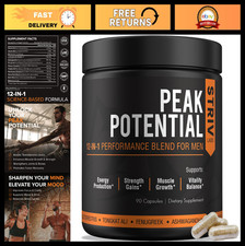 12-in-1 Testosterone Booster for Men  Natural Strength, Energy  Muscle Support