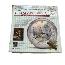 VTN Boxed Clock-The Night Before Christmas Carols Clock Thomas Kinkade-tested✔️