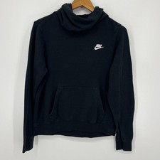 Nike Hoodie Women's Size M Black Mock Neck Swoosh Logo Pullover