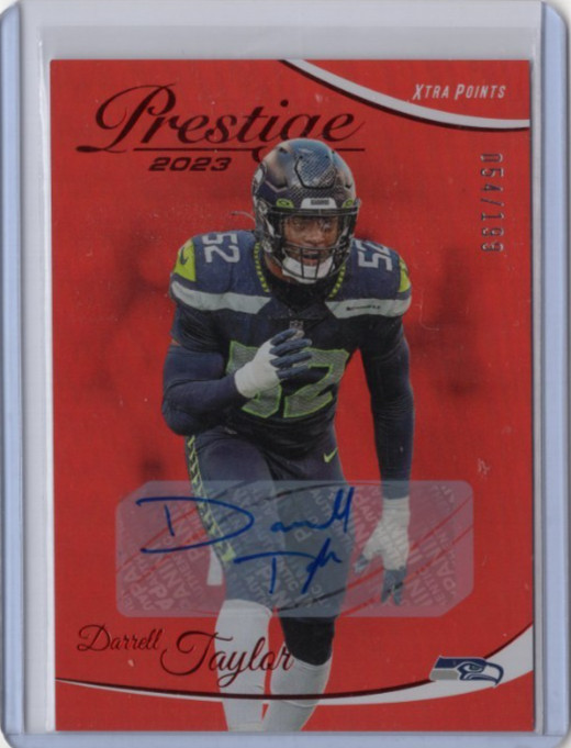 DARRELL TAYLOR NFL Seahawks 2023 Panini Prestige Xtra Red Auto 054/199 #264 Card