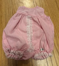 Vintage Jesmar Cabbage Patch Kids Pink Gingham Bubble Romper CPK Outfit 80s