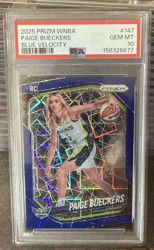 2025 PANINI PRIZM WNBA PAIGE BUECKERS BLUE VELOCITY RC ROOKIE #147 PSA 10