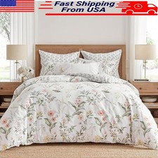 Botanical Floral King Comforter Set 100 Cotton Soft Hypoallergenic Easy Care New