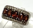 Vintage Garnet CZ Sterling Silver Band Ring Size 6.75 Weight 4.42gr