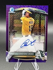 2025 Bowman Chrome Shotaro Morii Purple Mojo Refractor Auto /199 BMA-SM A’s