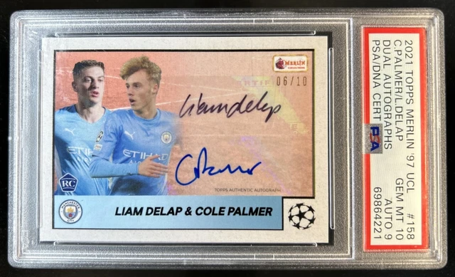 2021 Topps Merlin Heritage 97 Liam Delap Cole Palmer Auto RC Red #/10 PSA 10 9