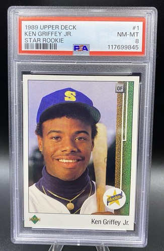 KEN GRIFFEY JR 1989 UPPER DECK STAR ROOKIE MARINERS #1 PSA 8