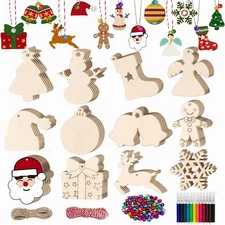 Korlon 144 PCS Christmas Crafts for Kids, 60 Pcs Wooden 144 Pcs, multicolored 