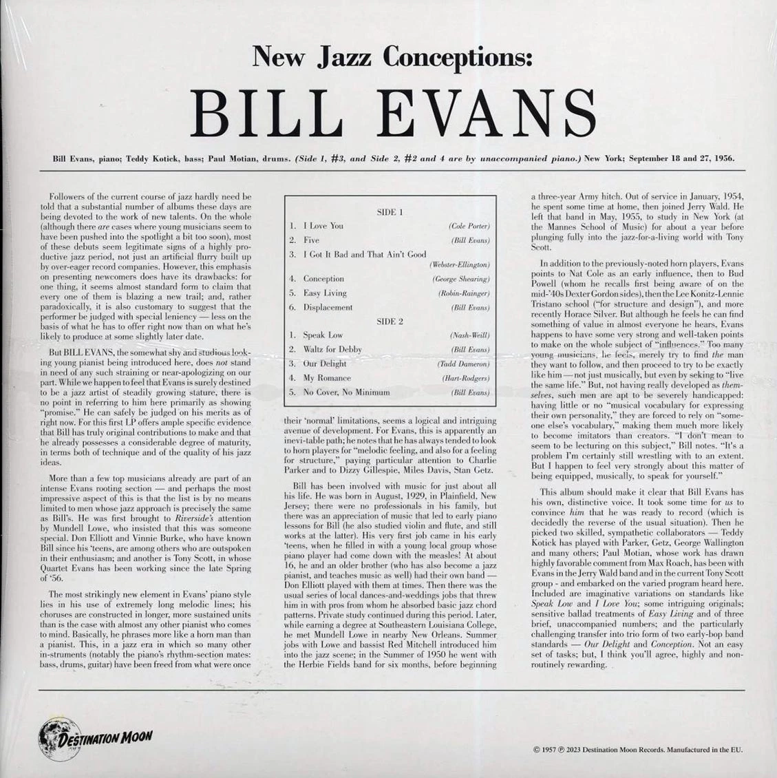 Bill Evans – New Jazz Conceptions Brand New Sealed Clear Coloured Vinyl LP