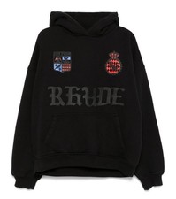 RHUDE COTE D  AZUR CREST PRINTED OVERSIZED SWEATSHIRT HOODIE BLACK XXL NEW