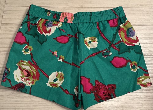 J.Crew women's green/pink floral print linen blend shorts sz 4 - Picture 2 of 4
