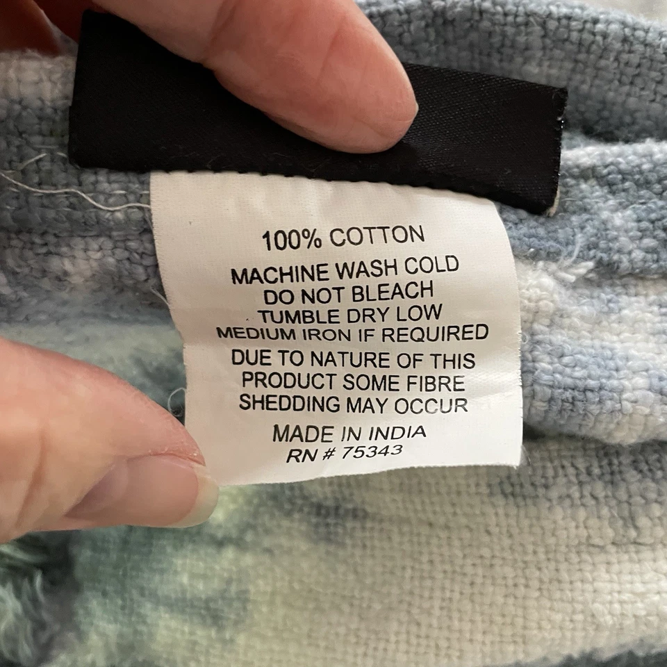 Manta Rachel Zoe Azul Tie Dye Chenille Borlas Casa de Playa Costera 52x67 Foto 3 de 4