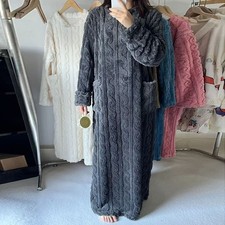Elegant Casual Coral Fleece Nightgown Mid Length One Size Fits Most Women 40kg