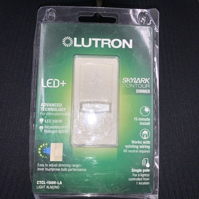 Lutron Skylark Contour Slide LED + Dimmer Switch Light Almond CTCL-150H-LA