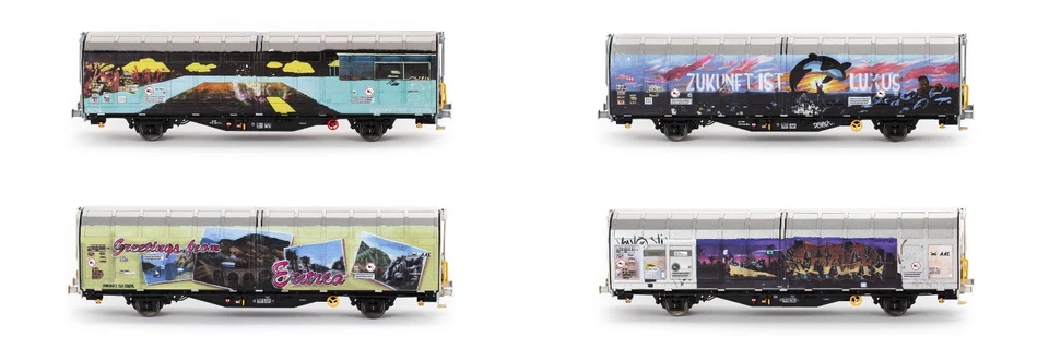 Albert Modell: CH-SBB / TWA - Hbbillns Güterwagen m. Graffiti Set (NEU)
