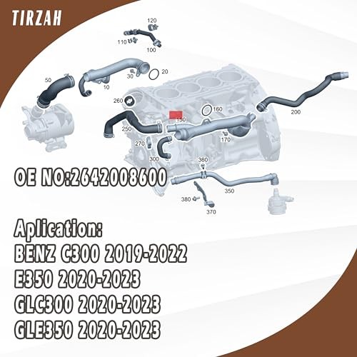 Tirzah Coolant Hose for BENZ C300 M264,GLC 300,GLE350 2019-2023,Water 