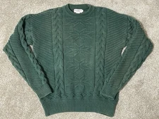 Vtg Abercrombie & Fitch Sweater Mens XL Fisherman Pullover Knit Green Cotton