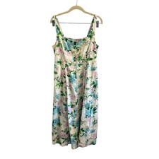 Old Navy Women Floral Linen Blend Smocked Midi Dress Cottagecore Size M NWT