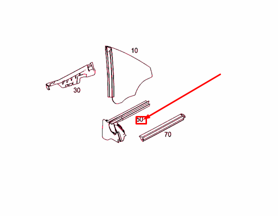 MB SLK R172 Seitenfenster hinten rechts innen Abdichtschiene A1726700838