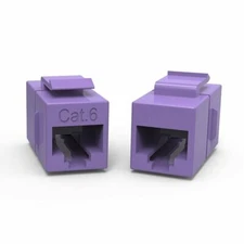 2 x CAT6 Keystone Ethernet RJ45 Network Coupler Cable Wall Plate Extender Purple