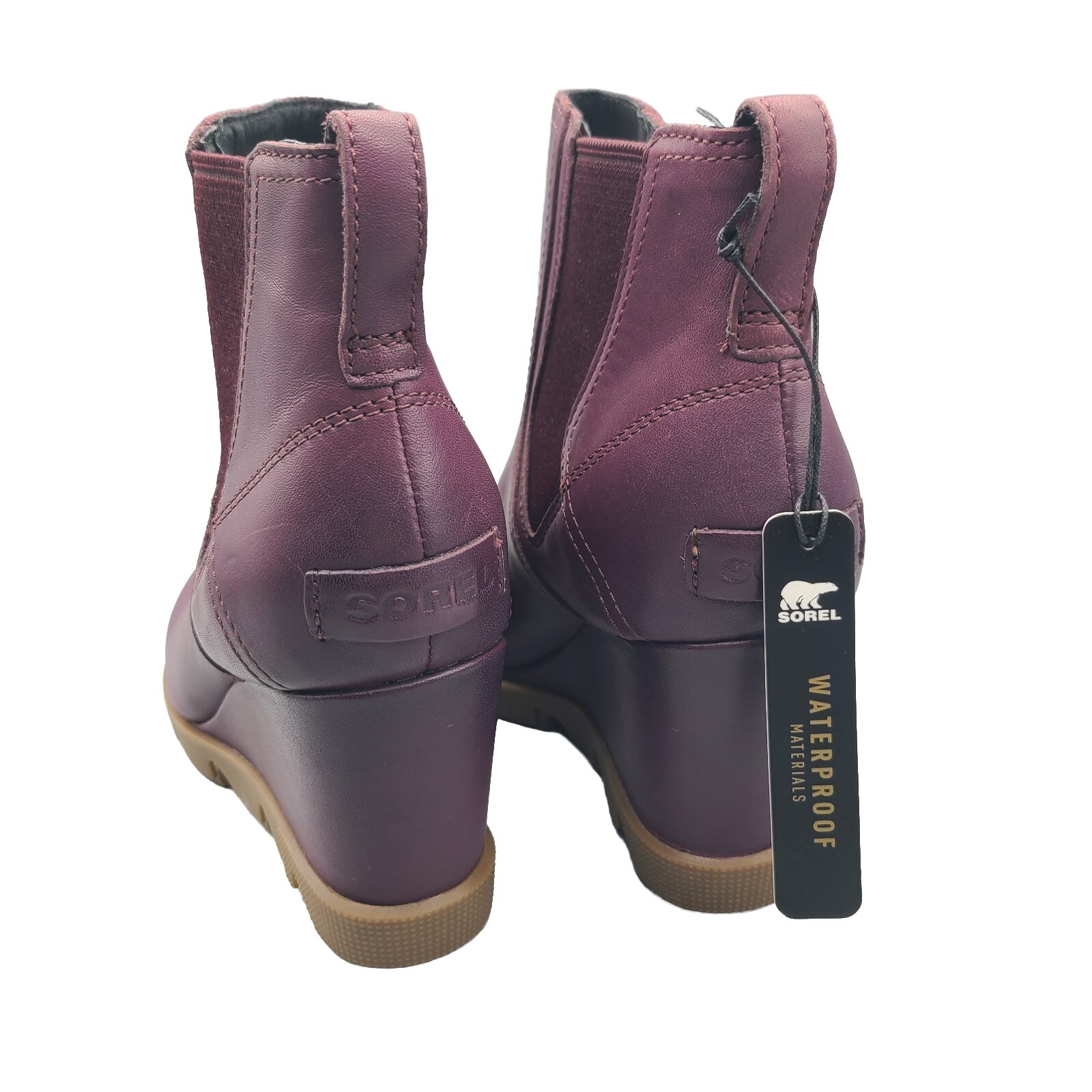 SAOLA Stivali donna SOREL Uptown Chelsea suola a strappo pelle vino taglia US 7 5 38 5 nuovi