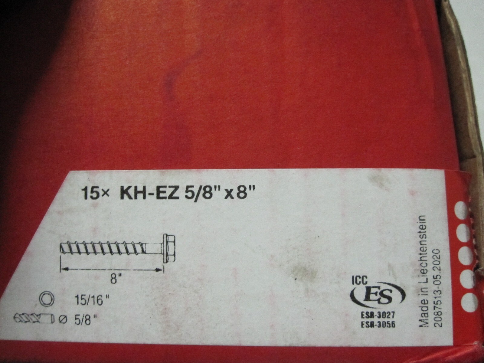 Hilti 5/8Inch x 8Inch Kwik HusEZ Concrete and Masonry Screw Anchor