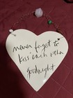 Never Forget To Kiss Each Other Good Night Etched Wall Plaque Heart Shape CHIPS