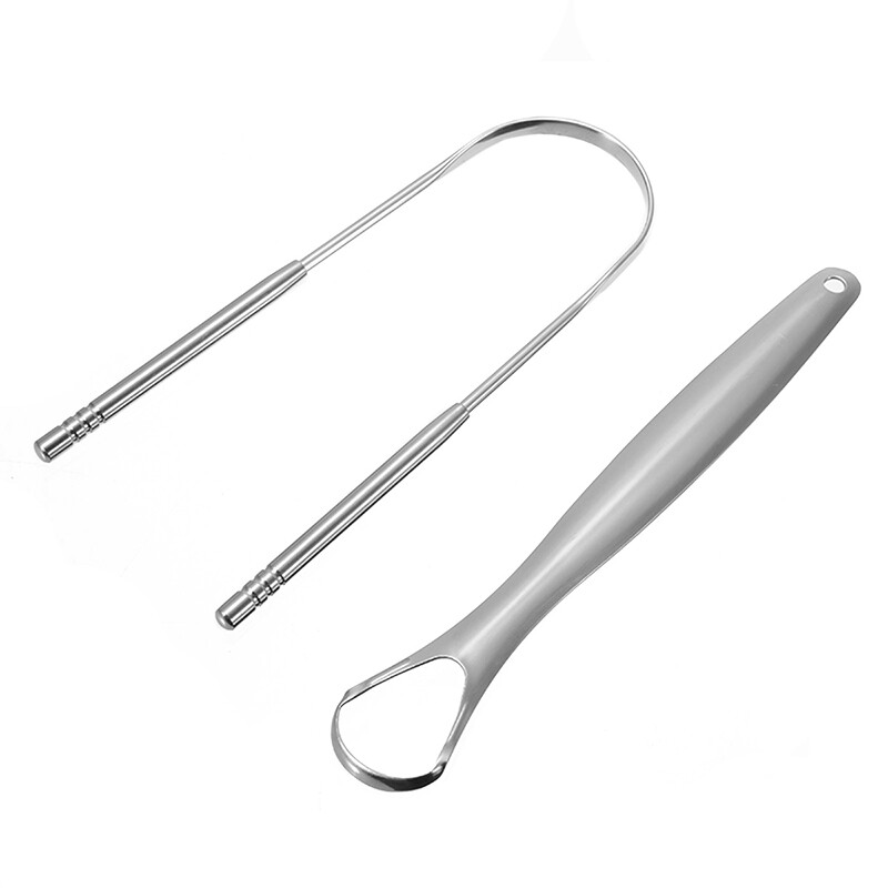 2X Stainless Steel Tongue Tounge Cleaner Scraper Dental Care Hygiene
