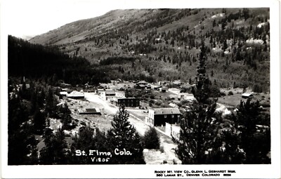 DOWNTOWN STREET AERIAL st elmo co real photo postcard rppc colorado history