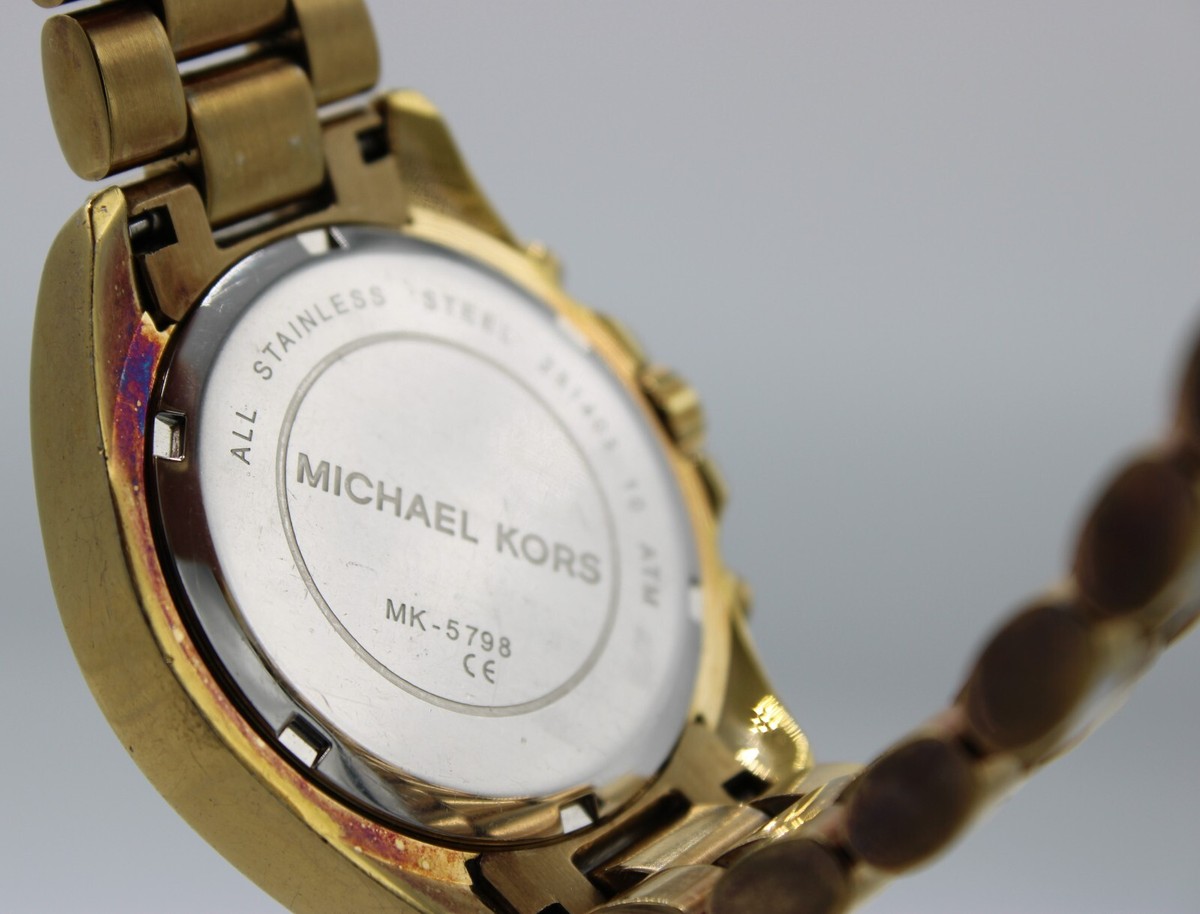 Michael Kors Analog Quartz Watch Gold Chronograph MK5798 New